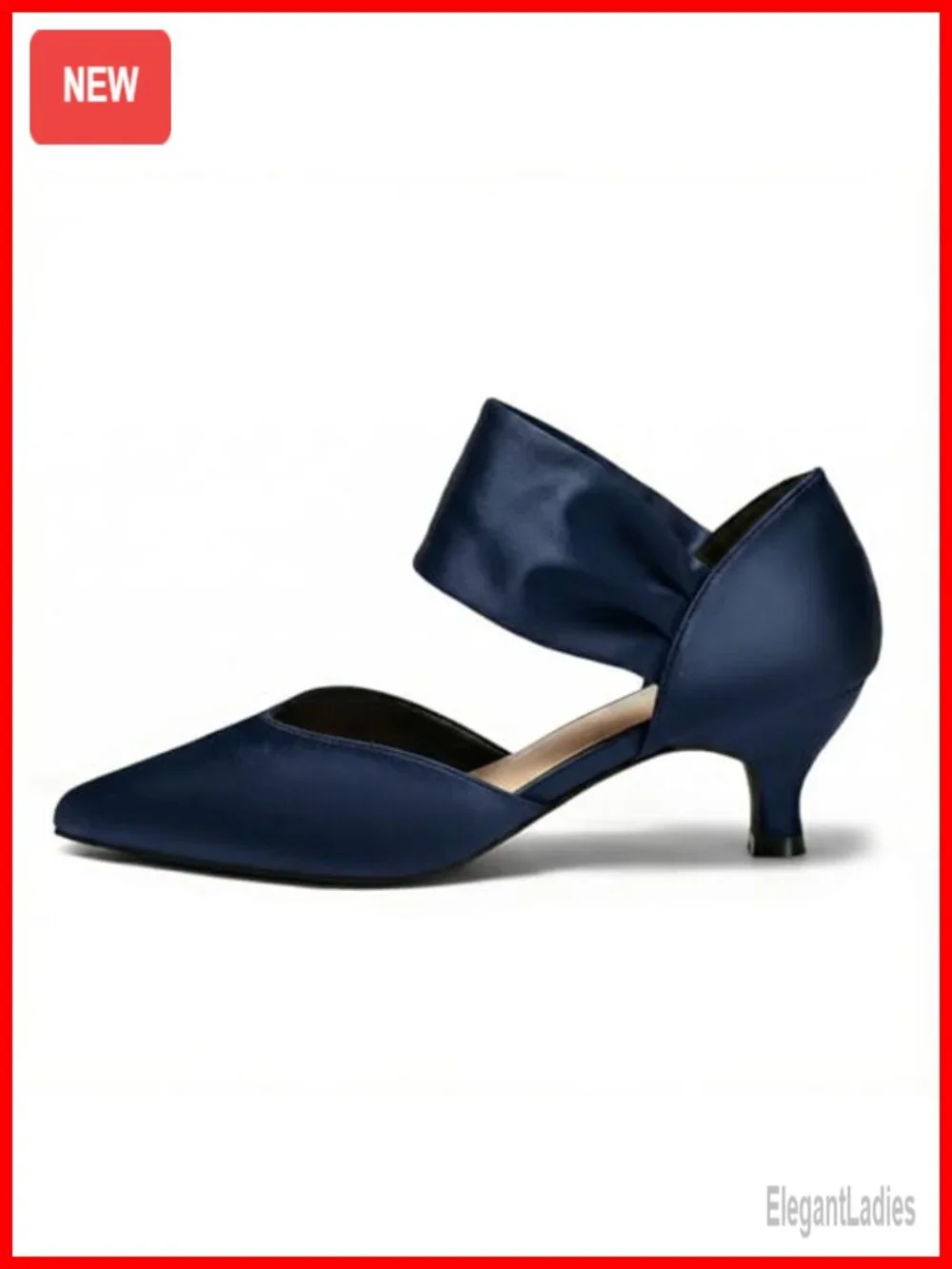 Kitten Heels Pointed Toe Slip on Pumps Ankle Strap Party Wedding Dress Shoes